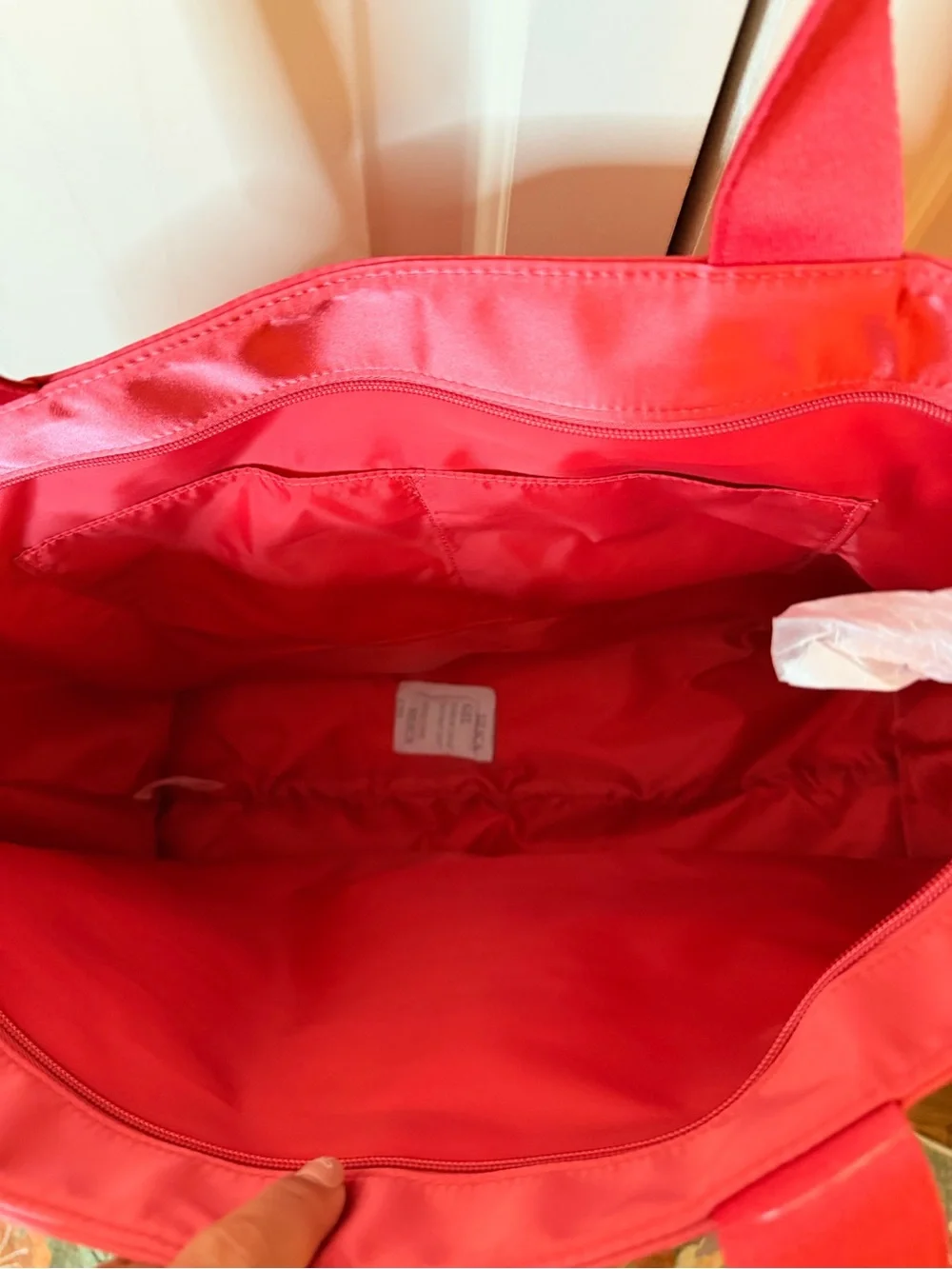 VS Coral Satin Tote Bag with Embossed Logo